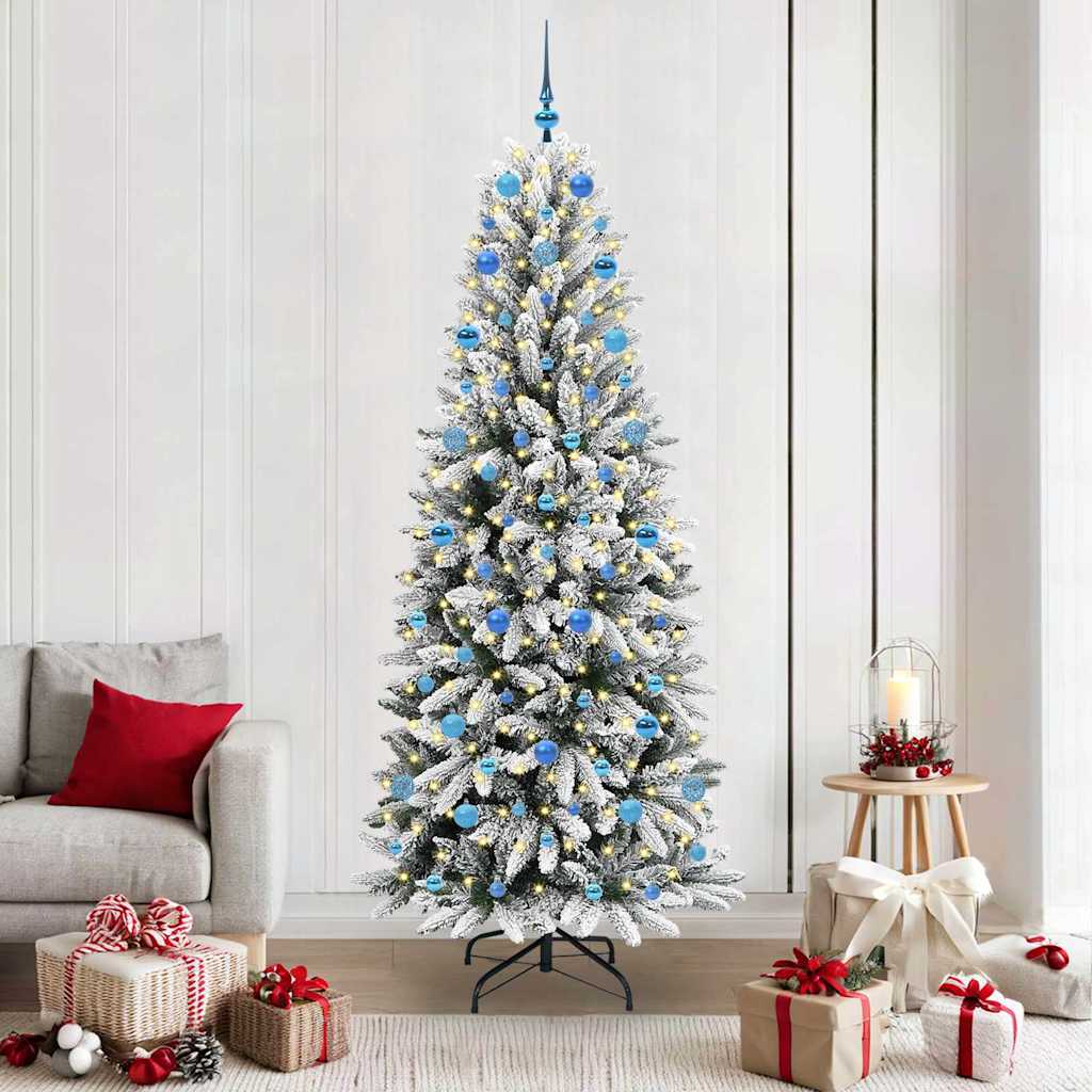 BRISKA Artificial Christmas Tree with 300 LEDs with Stand White 210 cm - Decor Base