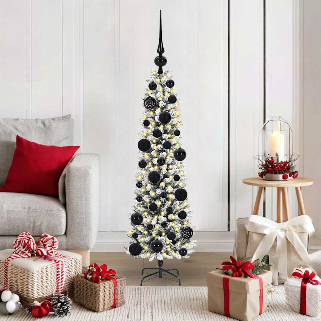 BRISKA Artificial Christmas Tree with 150 LEDs Green and white 120 cm - Decor Base