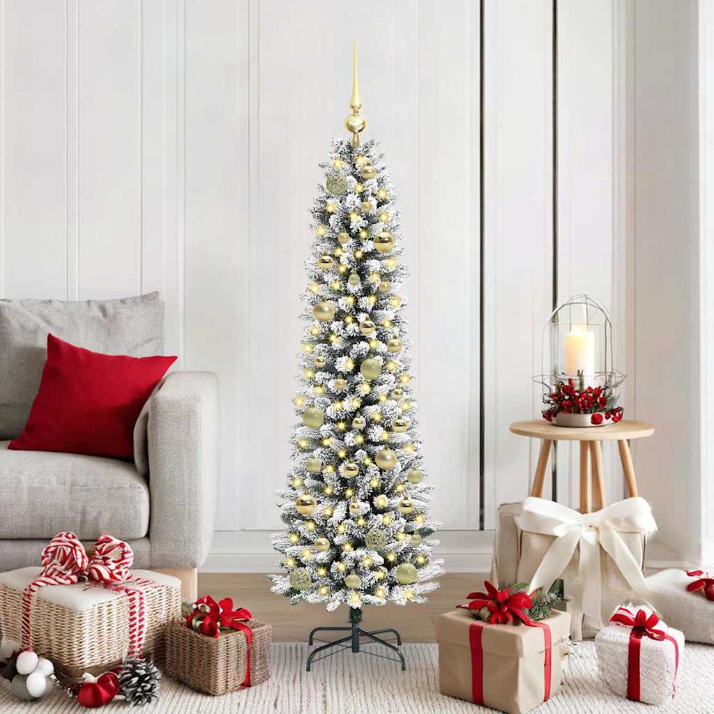 BRISKA Artificial Christmas Tree with 150 LEDs Green and white 150 cm - Casper Homes