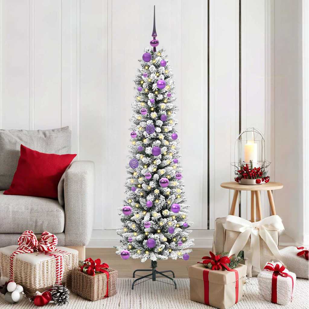 BRISKA Artificial Christmas Tree with 150 LEDs Green and white 150 cm - Decor Base