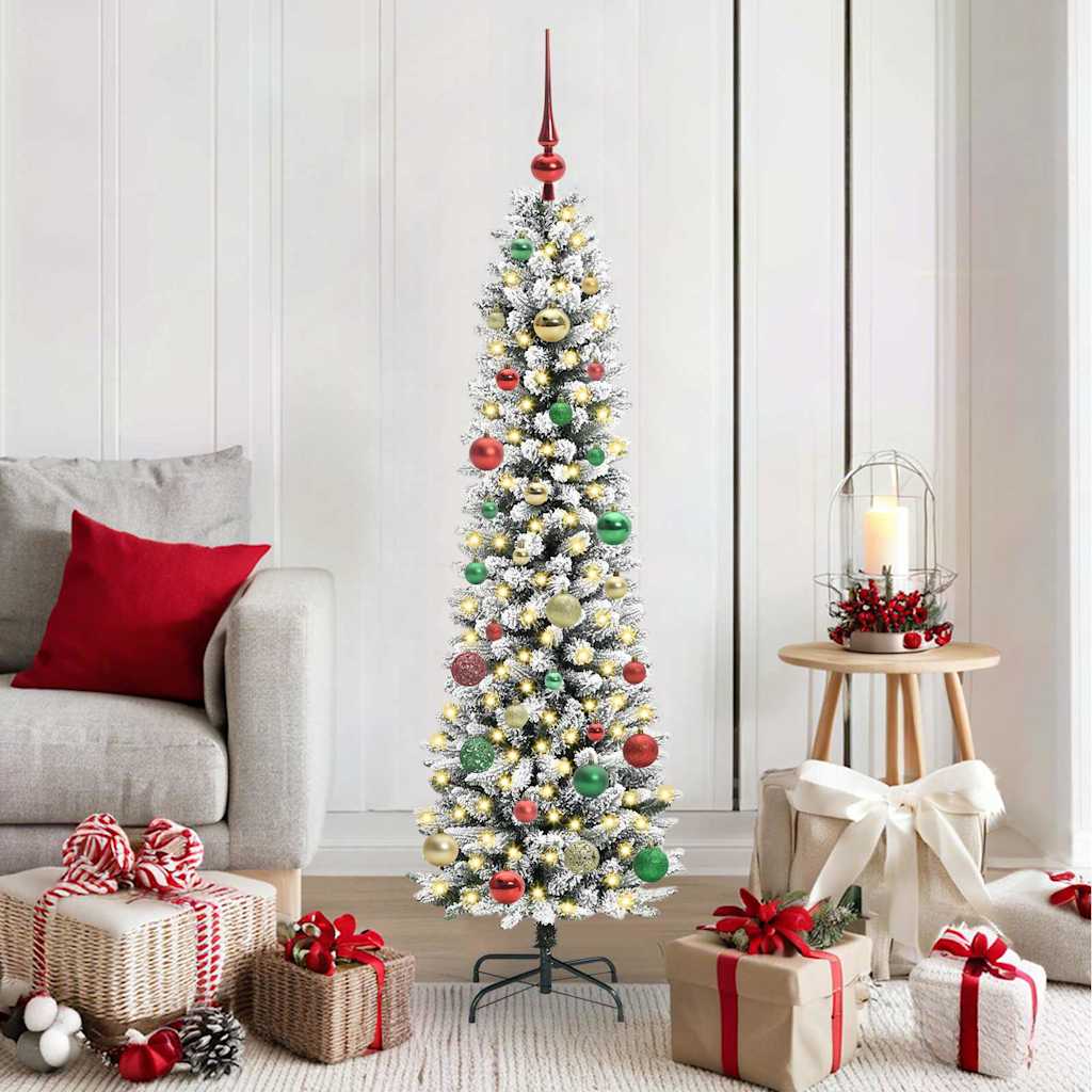 FIRDEN Artificial Christmas Tree with 150 LEDs Green and white 150 cm - Discount Dealers