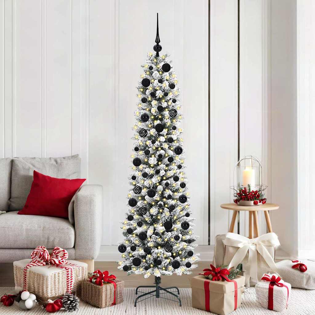 FIRDEN Artificial Christmas Tree with 300 LEDs Green and white 180 cm - R and M Furniture