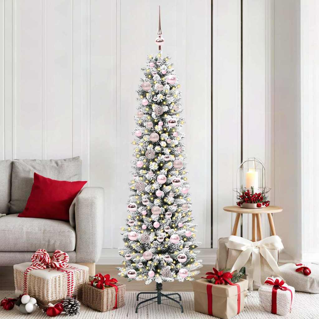 FIRDEN Artificial Christmas Tree with 300 LEDs Green and white 180 cm - Sid & Sam