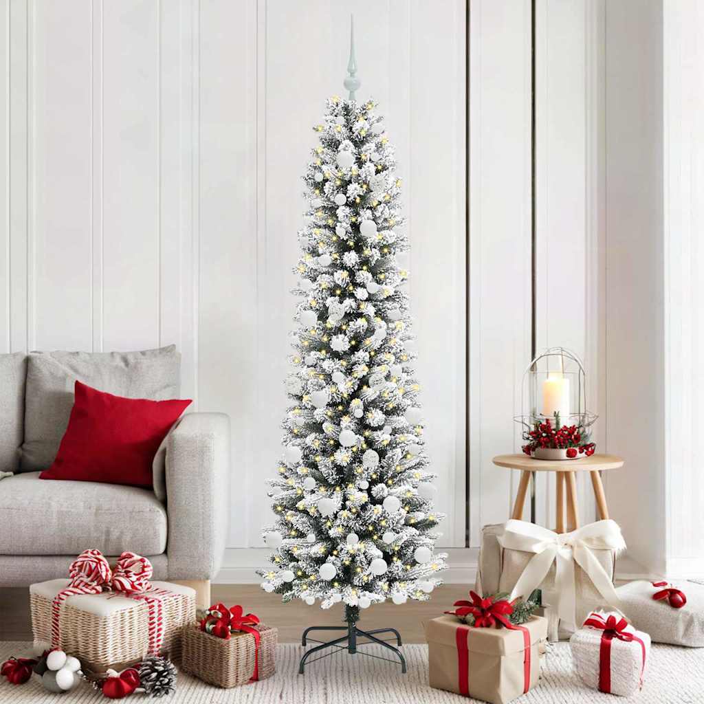 FIRDEN Artificial Christmas Tree with 300 LEDs Green and white 180 cm - Style and Chic