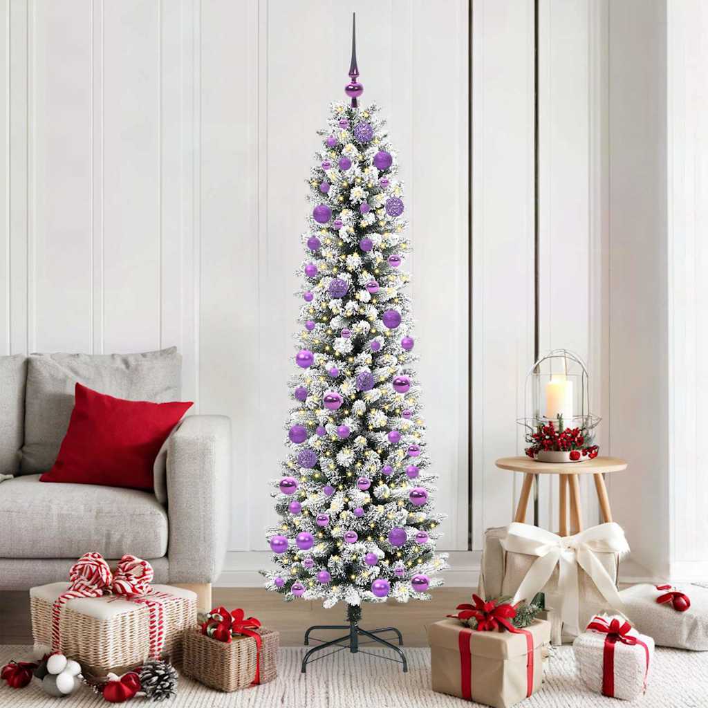 FIRDEN Artificial Christmas Tree with 300 LEDs Green and white 180 cm - Unbeatable Bargains