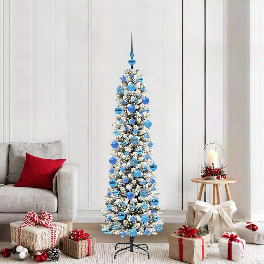 FIRDEN Artificial Christmas Tree with 300 LEDs Green and white 180 cm - All Things Good