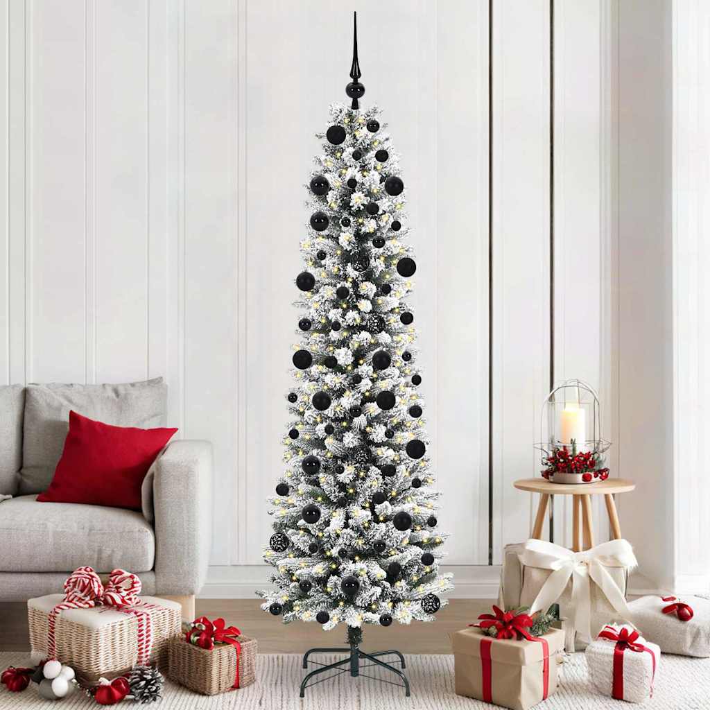 FIRDEN Artificial Christmas Tree with 300 LEDs Green and white 210 cm - Design Hut