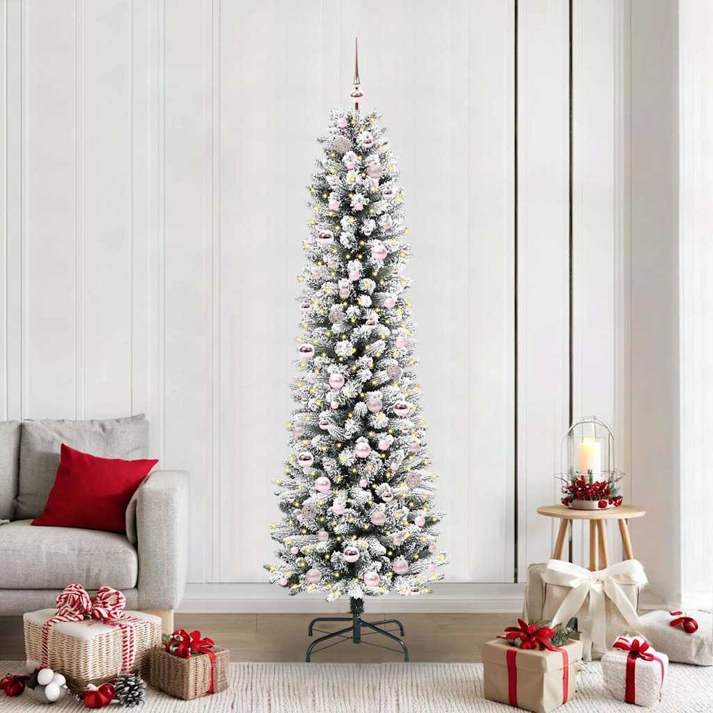 FIRDEN Artificial Christmas Tree with 300 LEDs Green and white 210 cm - Direct Imports