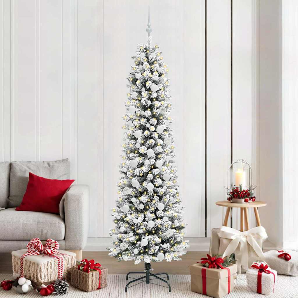 FIRDEN Artificial Christmas Tree with 300 LEDs Green and white 210 cm - Discount Dealers