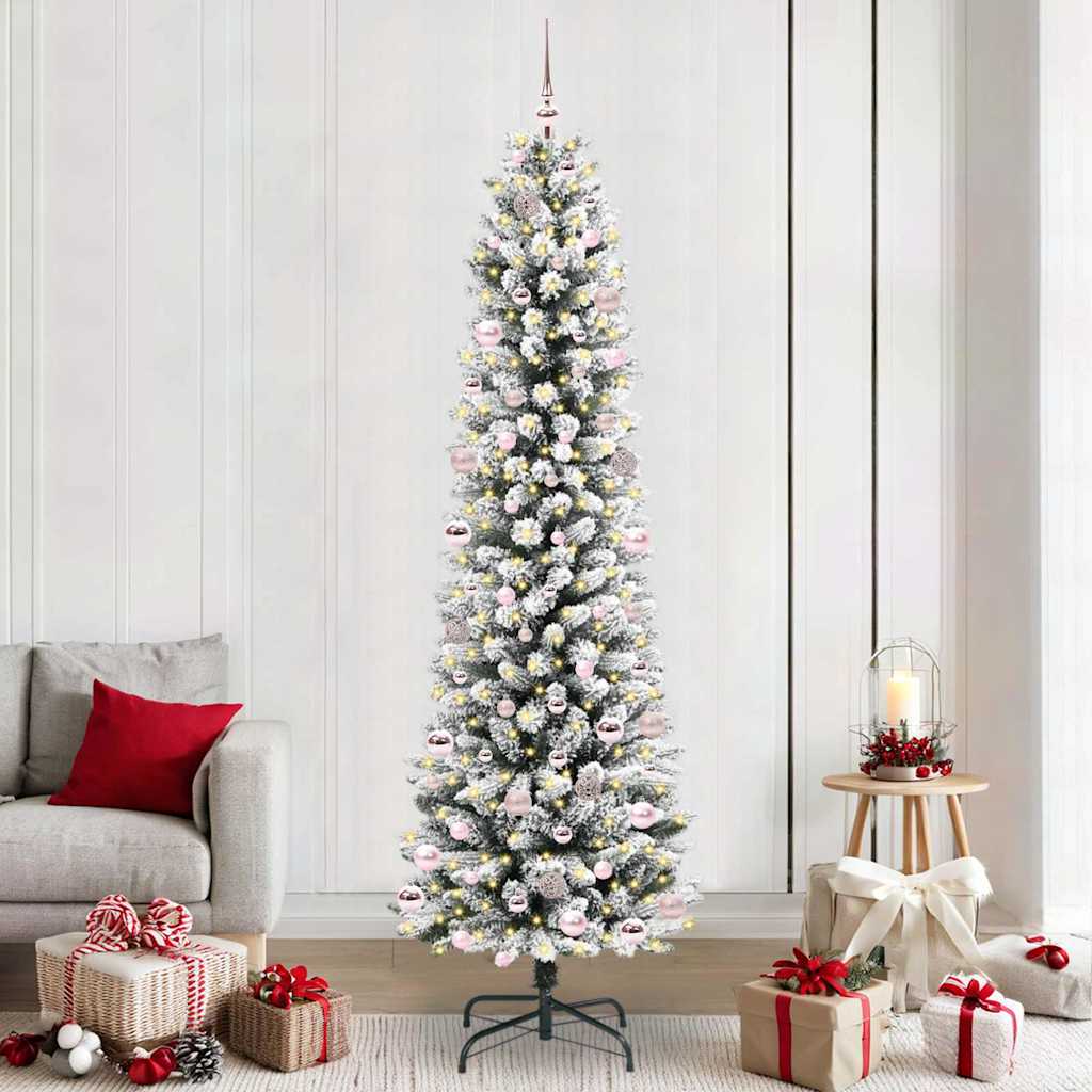 FIRDEN Artificial Christmas Tree with 300 LEDs Green and white 240 cm - All Things Good