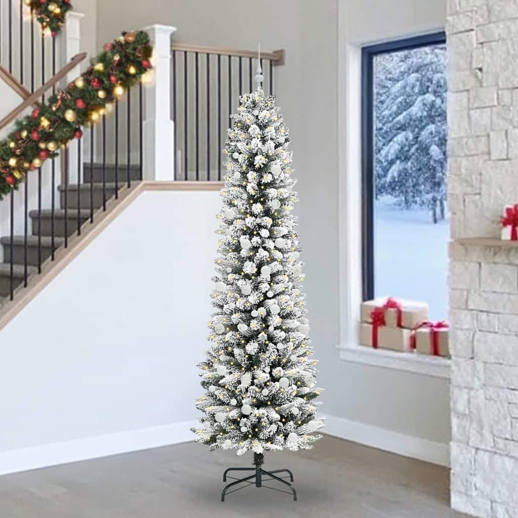 FIRDEN Artificial Christmas Tree with 300 LEDs Green and white 240 cm - Brittle & Co
