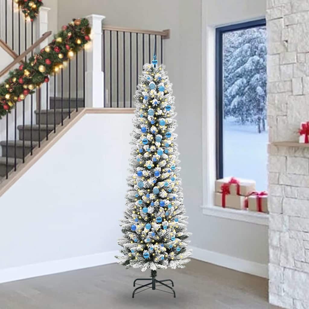 FIRDEN Artificial Christmas Tree with 300 LEDs Green and white 240 cm - Design Hut
