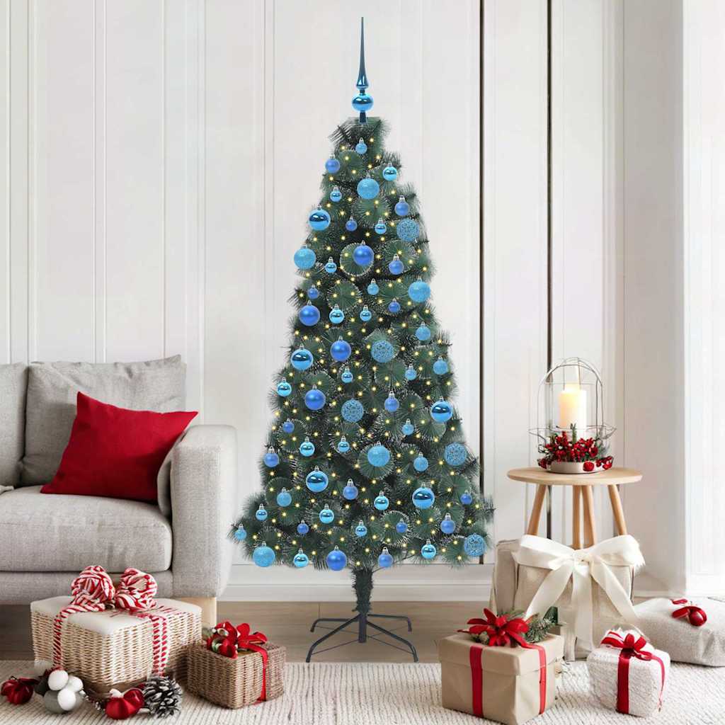 FIRDEN Artificial Pre-lit Christmas Tree with Ball Set Green 180 cm - Sid & Sam
