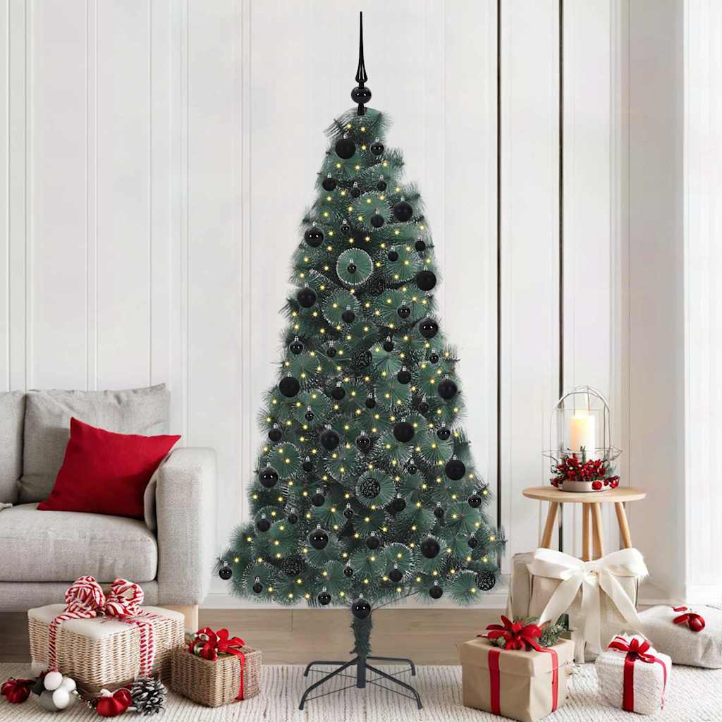 FIRDEN Artificial Pre-lit Christmas Tree with Ball Set Green 210 cm - All Things Good
