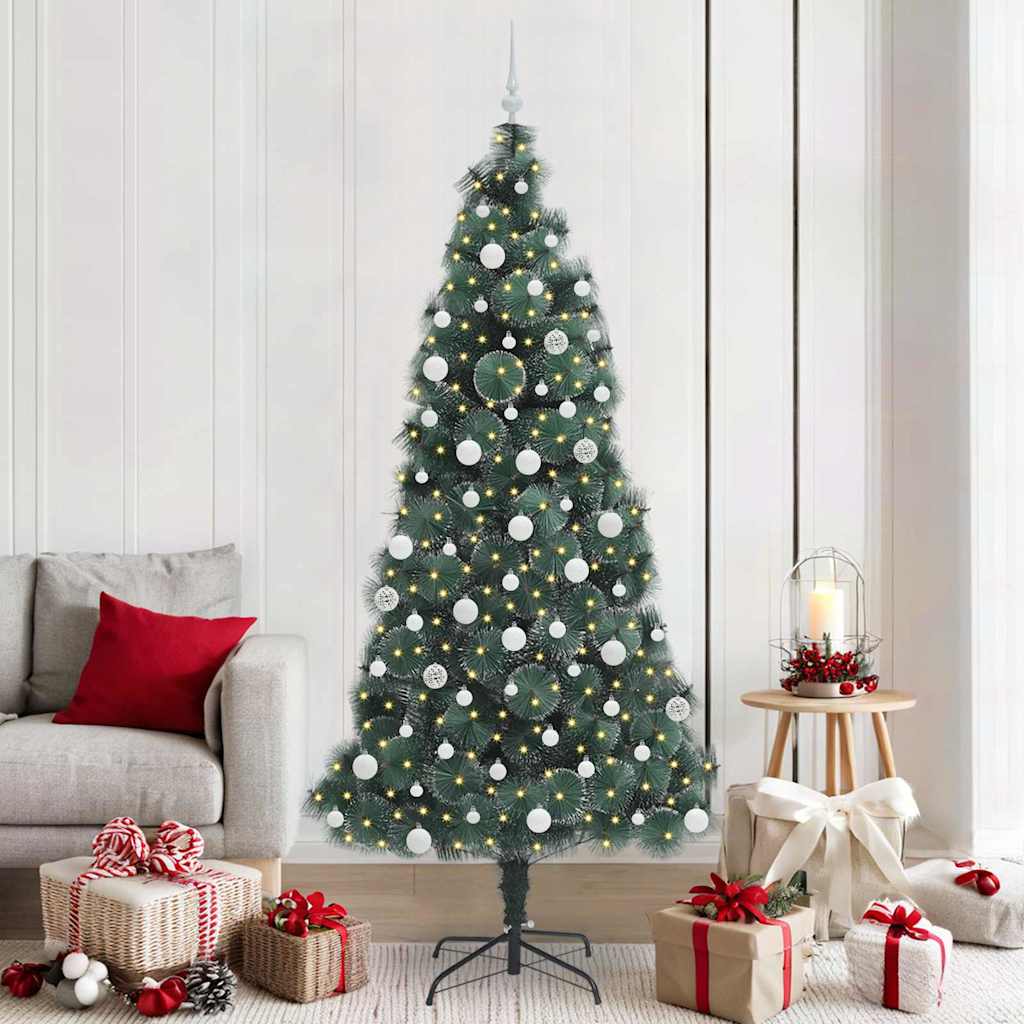 FIRDEN Artificial Pre-lit Christmas Tree with Ball Set Green 210 cm - Casper Homes