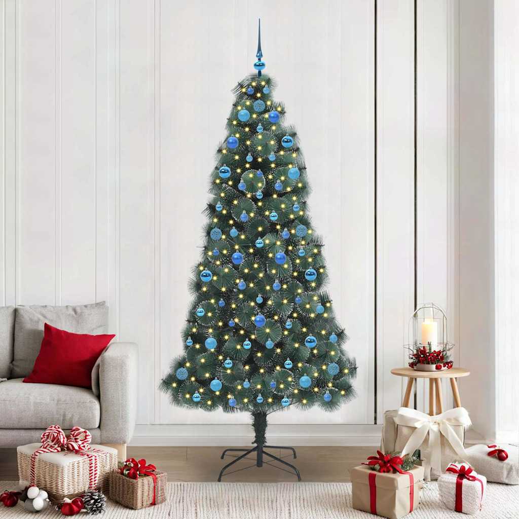 FIRDEN Artificial Pre-lit Christmas Tree with Ball Set Green 210 cm - Direct Imports
