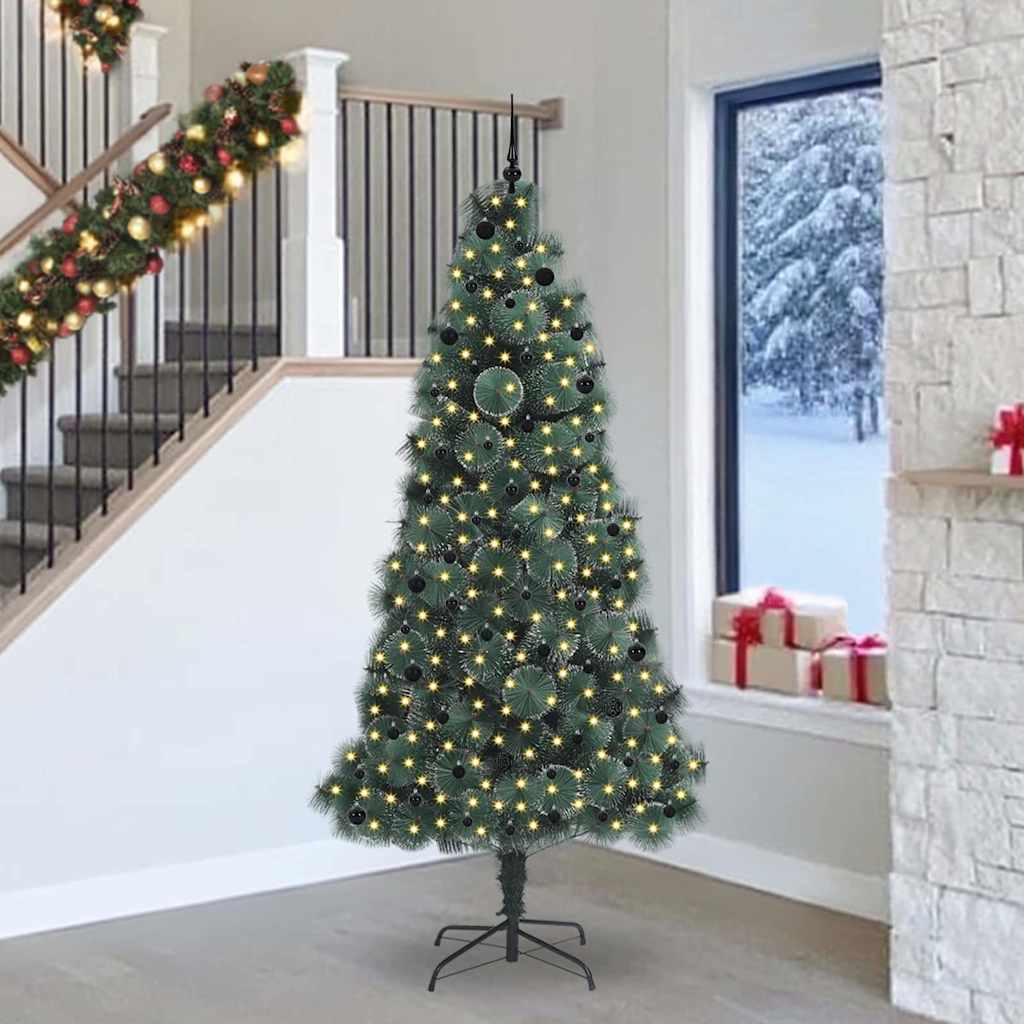 FIRDEN Artificial Pre-lit Christmas Tree with Ball Set Green 240 cm - R and M Furniture