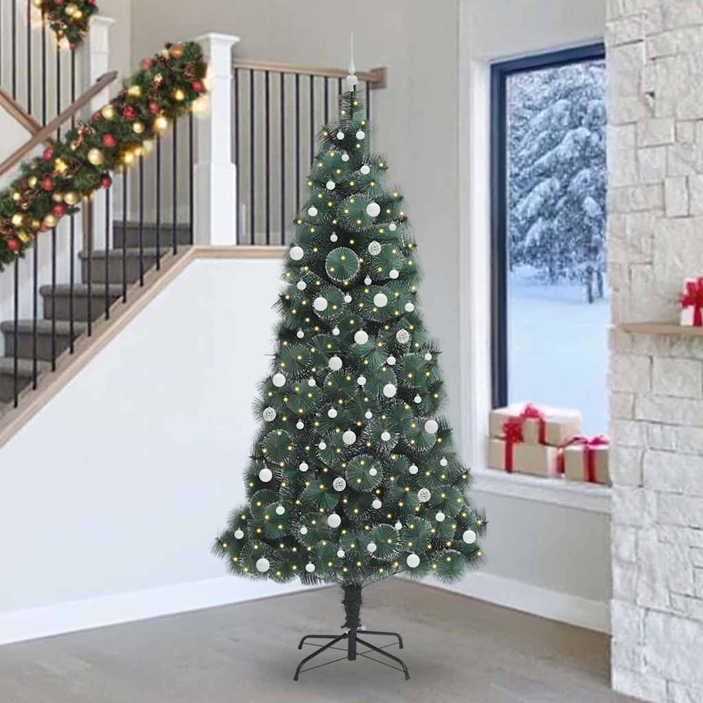 FIRDEN Artificial Pre-lit Christmas Tree with Ball Set Green 240 cm - Style and Chic