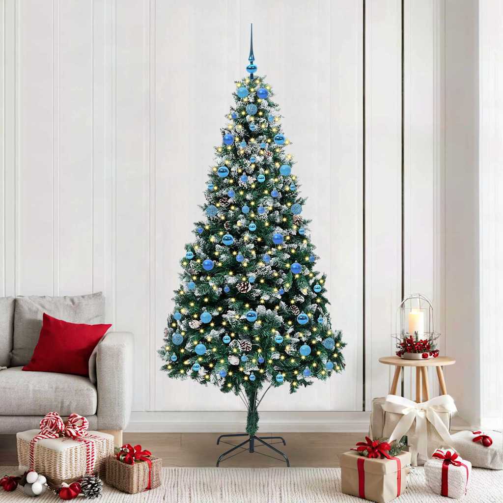 COSWIN Artificial Christmas Tree with 300 LEDs with Stand Green 210 cm - Casper Homes