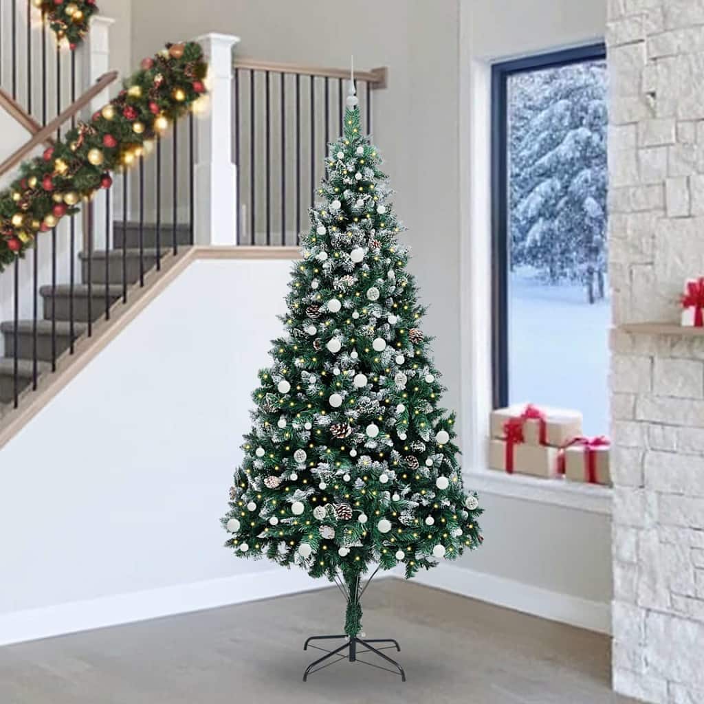 COSWIN Artificial Christmas Tree with 300 LEDs with Stand Green 240 cm - Discount Dealers