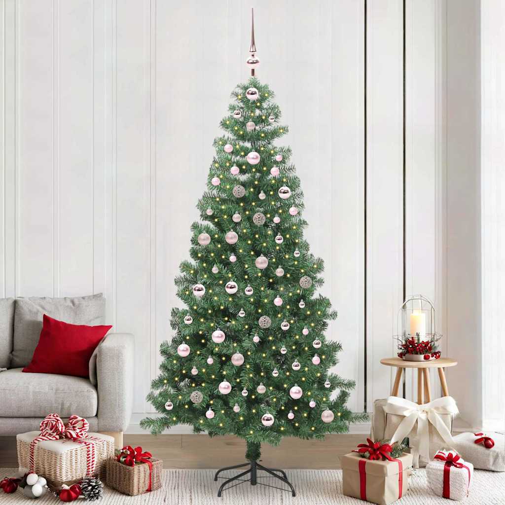 CINDOR Christmas Tree with 300 LEDs with Stand Green 240 cm PVC - Millennium Furniture