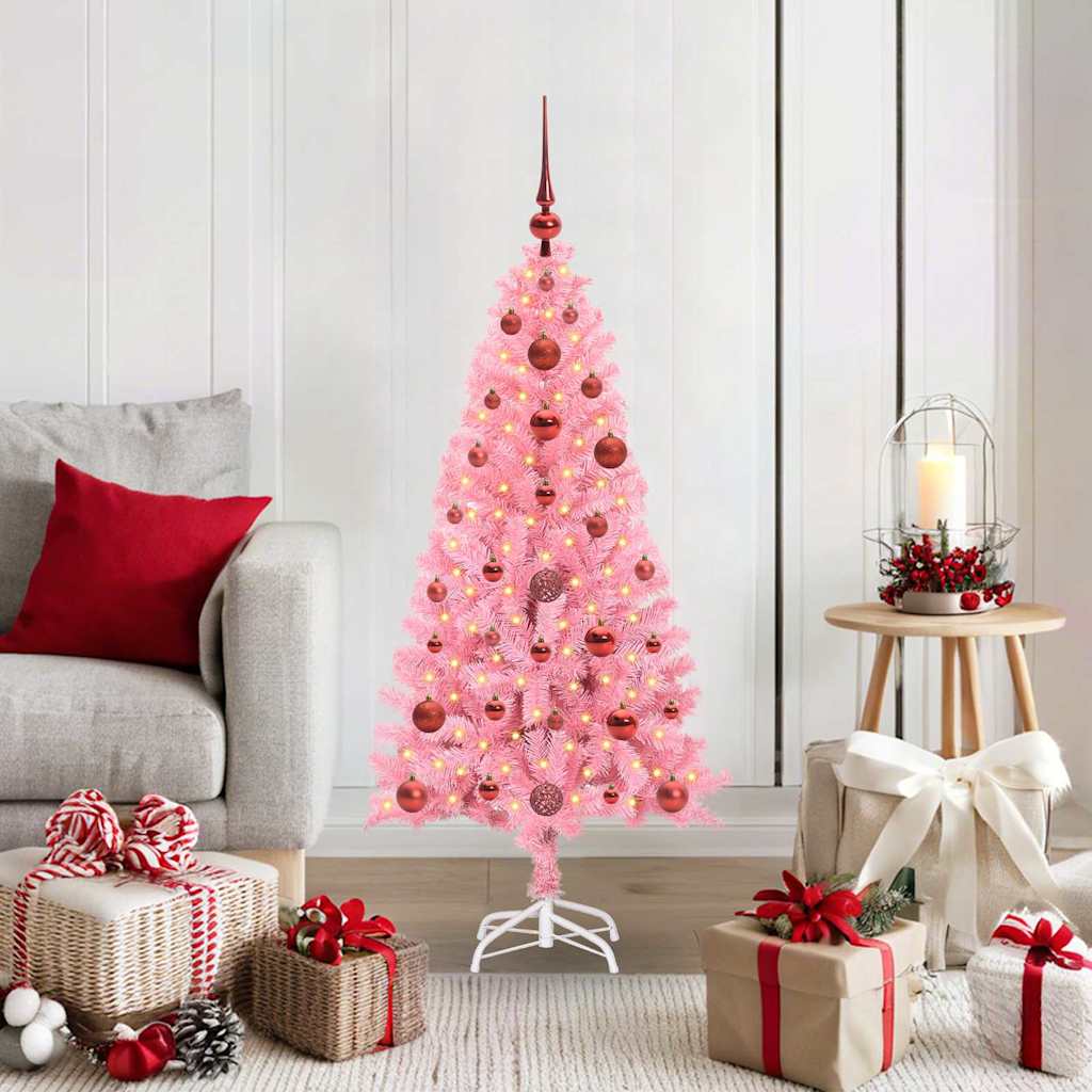 CINDOR Christmas Tree with 150 LEDs with Stand Pink 120 cm PVC - All Things Good