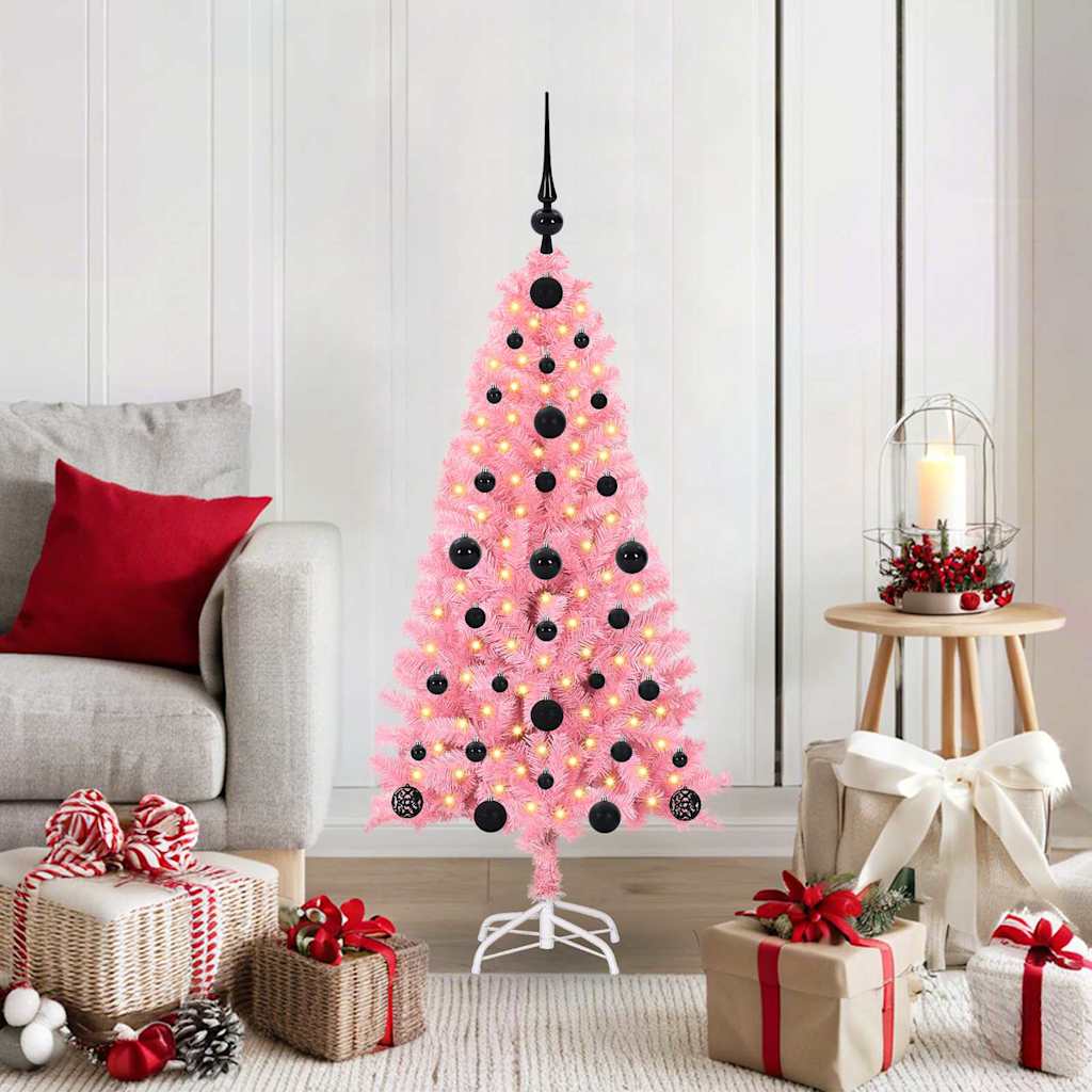 CINDOR Christmas Tree with 150 LEDs with Stand Pink 120 cm PVC - Brittle & Co