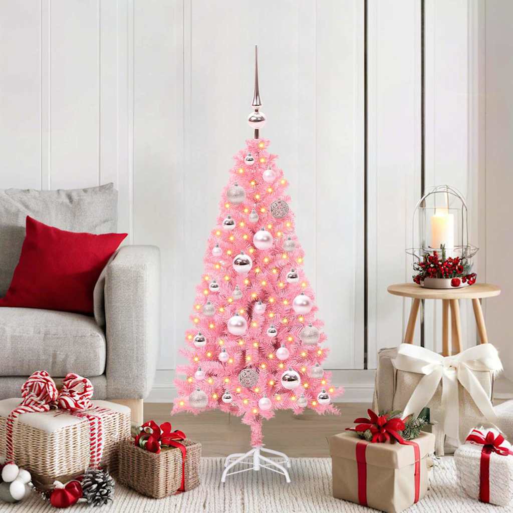 CINDOR Christmas Tree with 150 LEDs with Stand Pink 120 cm PVC - Casper Homes