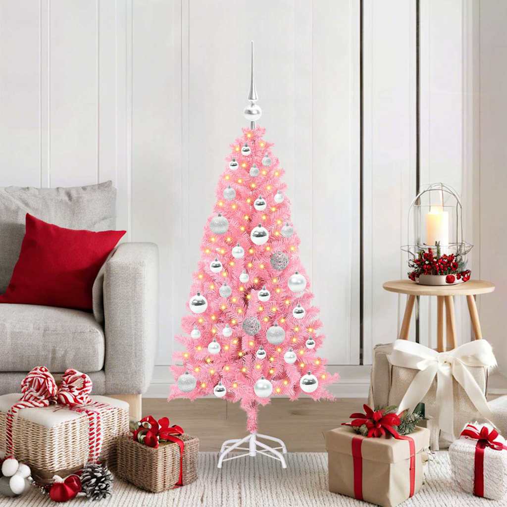CINDOR Christmas Tree with 150 LEDs with Stand Pink 120 cm PVC - Design Hut