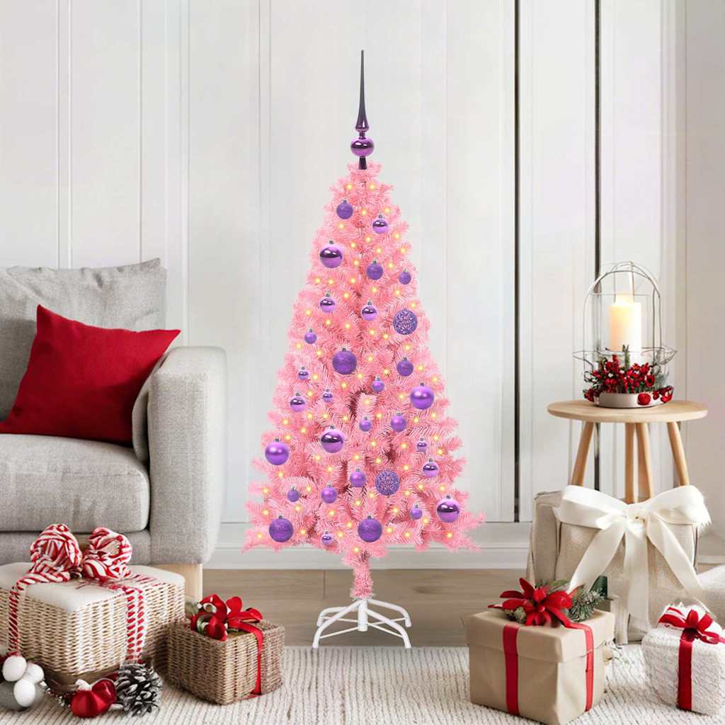 CINDOR Christmas Tree with 150 LEDs with Stand Pink 120 cm PVC - Direct Imports