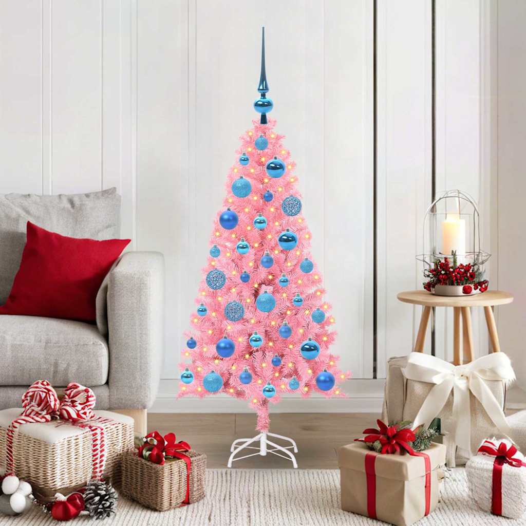 CINDOR Christmas Tree with 150 LEDs with Stand Pink 120 cm PVC - Discount Dealers