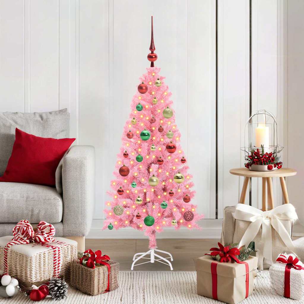 CINDOR Christmas Tree with 150 LEDs with Stand Pink 120 cm PVC - Merkel Designers