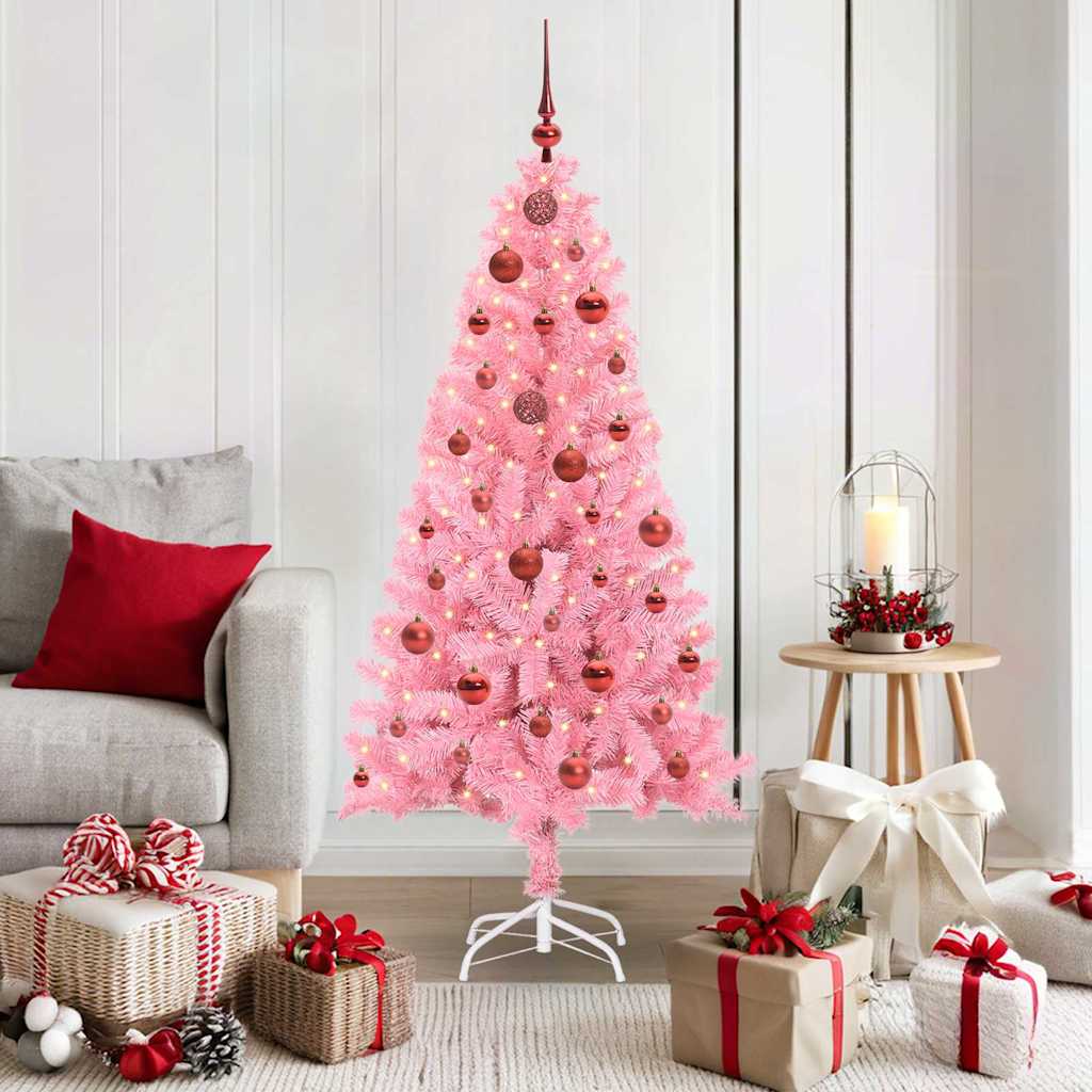 CINDOR Christmas Tree with 150 LEDs with Stand Pink 150 cm PVC - Merlin Deals