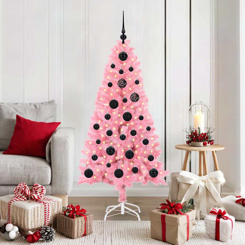 CINDOR Christmas Tree with 150 LEDs with Stand Pink 150 cm PVC - Millennium Furniture