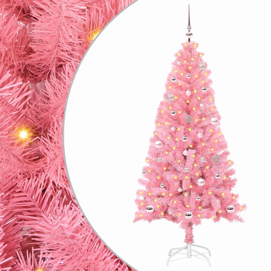 CINDOR Christmas Tree with 150 LEDs with Stand Pink 150 cm PVC - R and M Furniture