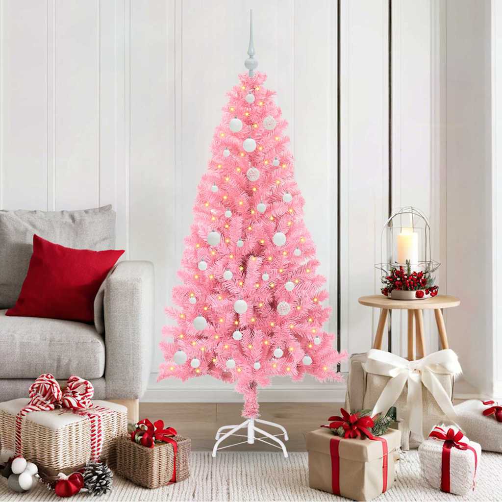 CINDOR Christmas Tree with 150 LEDs with Stand Pink 150 cm PVC - Sid & Sam