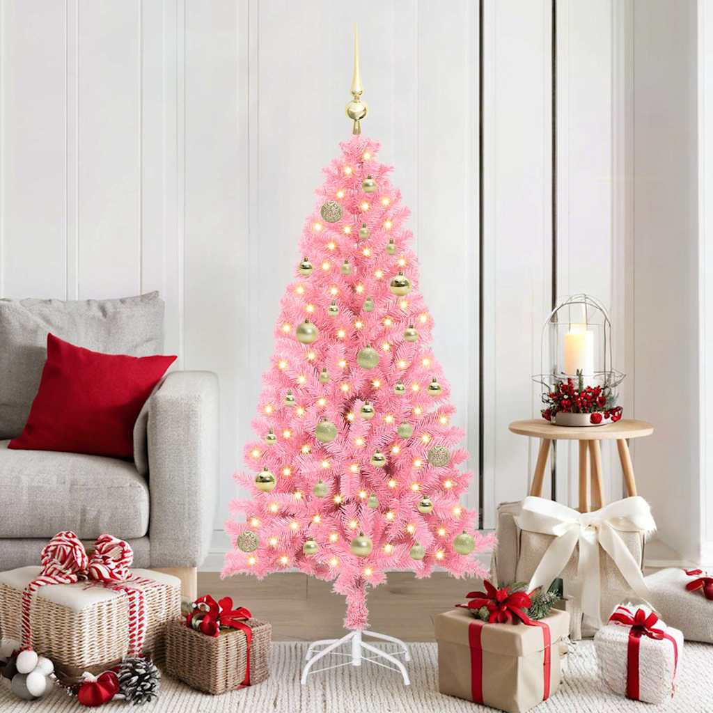 CINDOR Christmas Tree with 150 LEDs with Stand Pink 150 cm PVC - Style and Chic