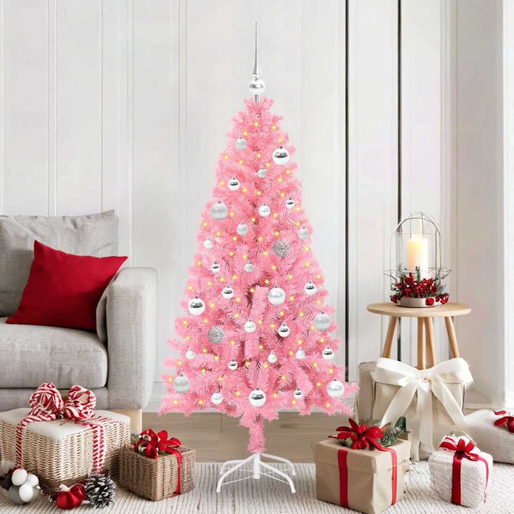 CINDOR Christmas Tree with 150 LEDs with Stand Pink 150 cm PVC - The Home Maker