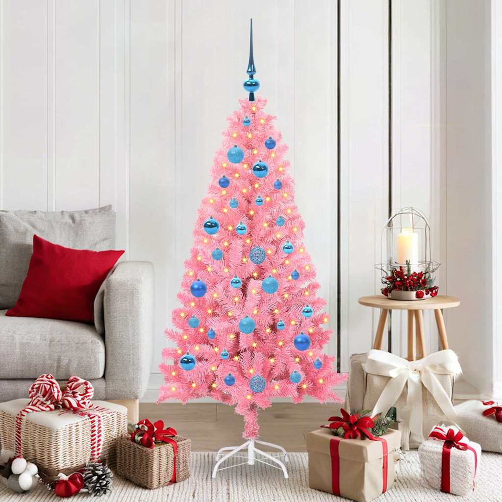 CINDOR Christmas Tree with 150 LEDs with Stand Pink 150 cm PVC - Unbeatable Bargains