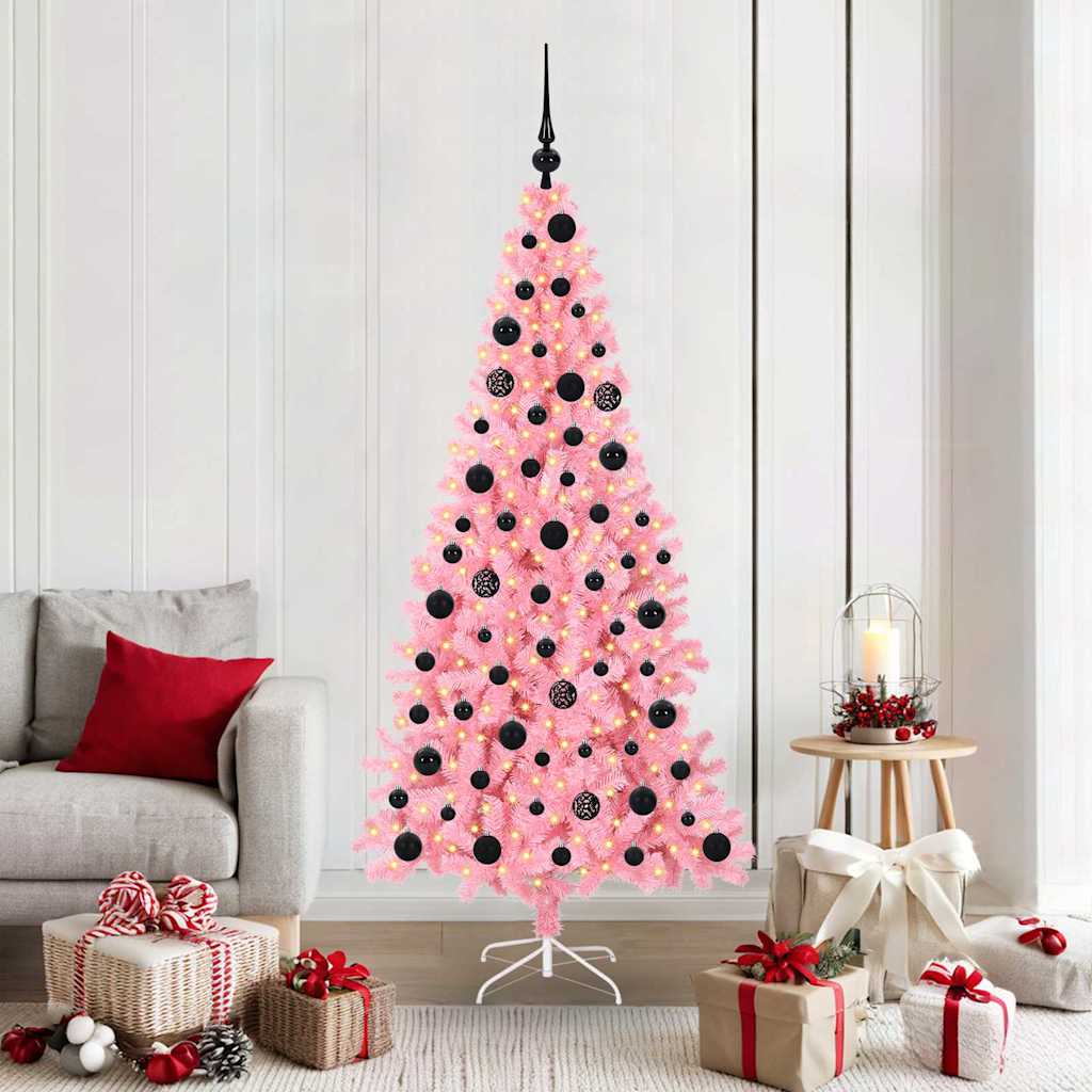 CINDOR Christmas Tree with 300 LEDs with Stand Pink 180 cm PVC - Design Hut