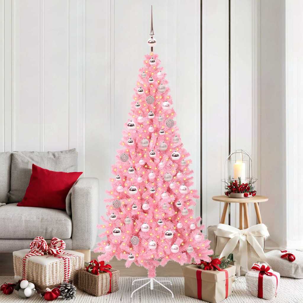 CINDOR Christmas Tree with 300 LEDs with Stand Pink 180 cm PVC - Direct Imports