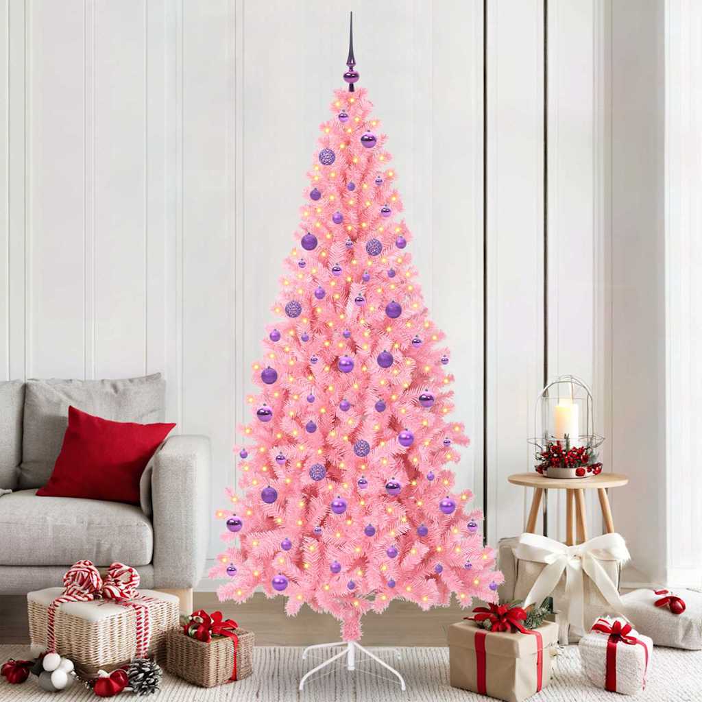 CINDOR Christmas Tree with 300 LEDs with Stand Pink 210 cm PVC - Casper Homes