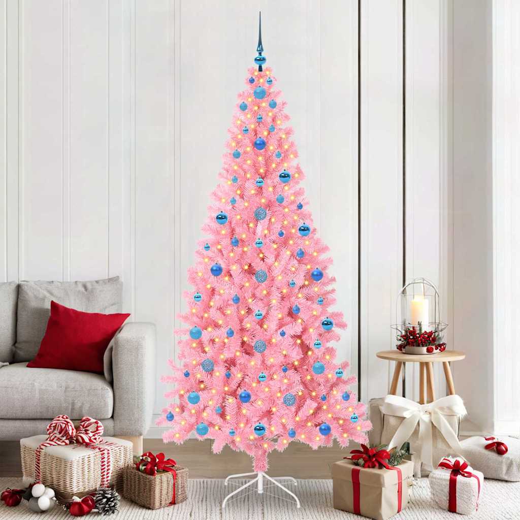 CINDOR Christmas Tree with 300 LEDs with Stand Pink 210 cm PVC - Charlotte Dunes