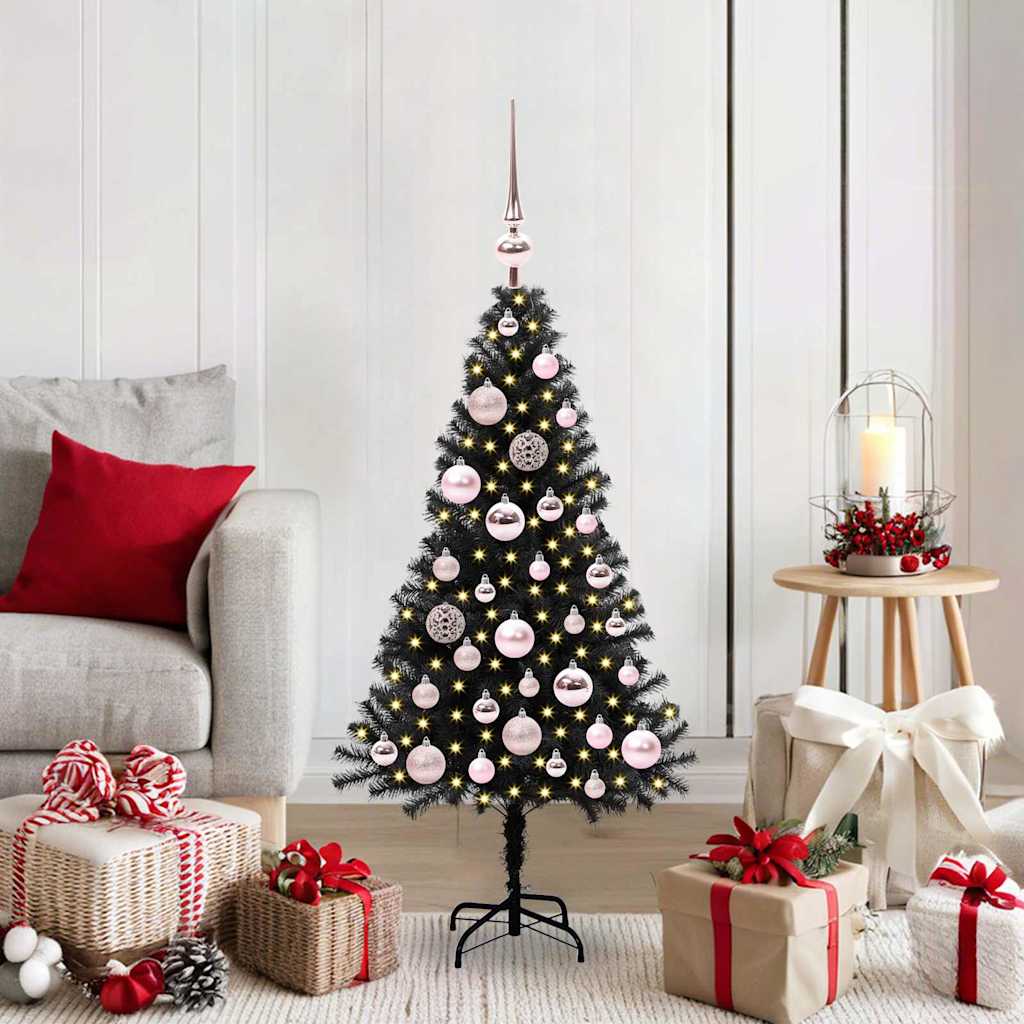 CINDOR Christmas Tree with 150 LEDs with Stand Black 120 cm PVC - Unbeatable Bargains