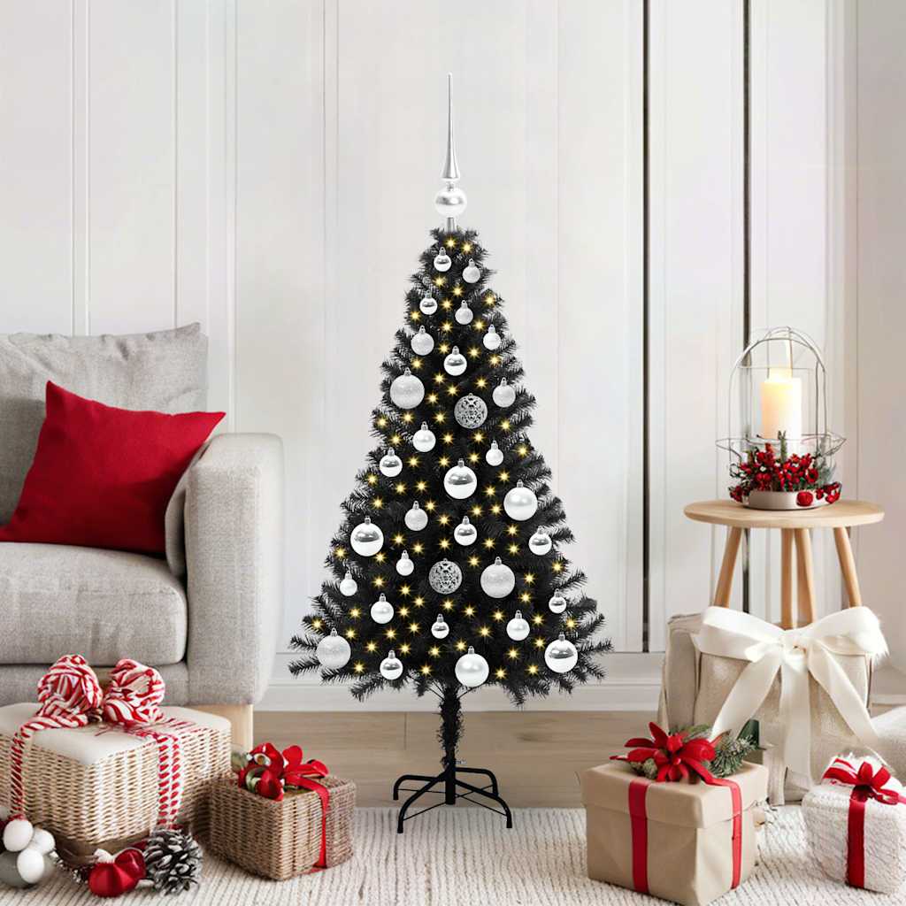 CINDOR Christmas Tree with 150 LEDs with Stand Black 120 cm PVC - Casper Homes