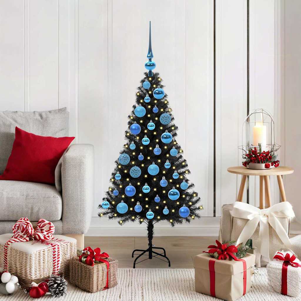 CINDOR Christmas Tree with 150 LEDs with Stand Black 120 cm PVC - Decor Base