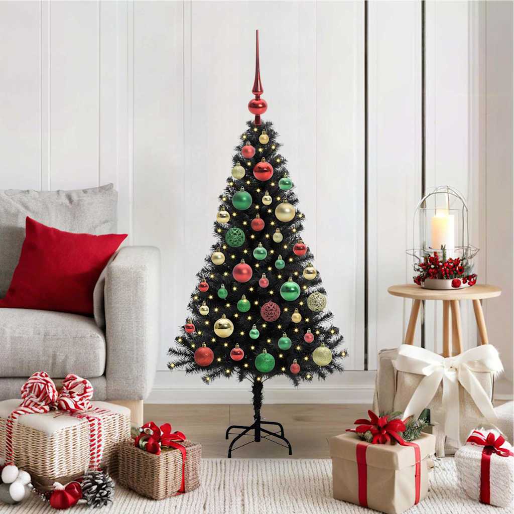CINDOR Christmas Tree with 150 LEDs with Stand Black 120 cm PVC - Design Hut