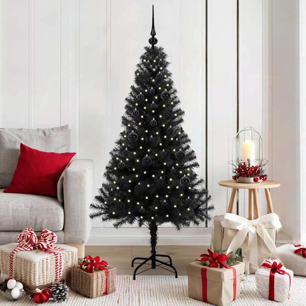 CINDOR Christmas Tree with 150 LEDs with Stand Black 150 cm PVC - Discount Dealers