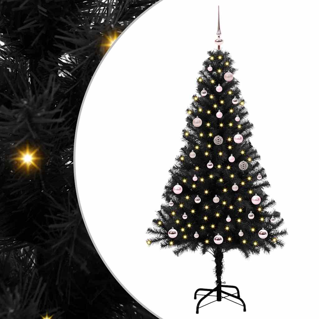 CINDOR Christmas Tree with 150 LEDs with Stand Black 150 cm PVC - Merkel Designers