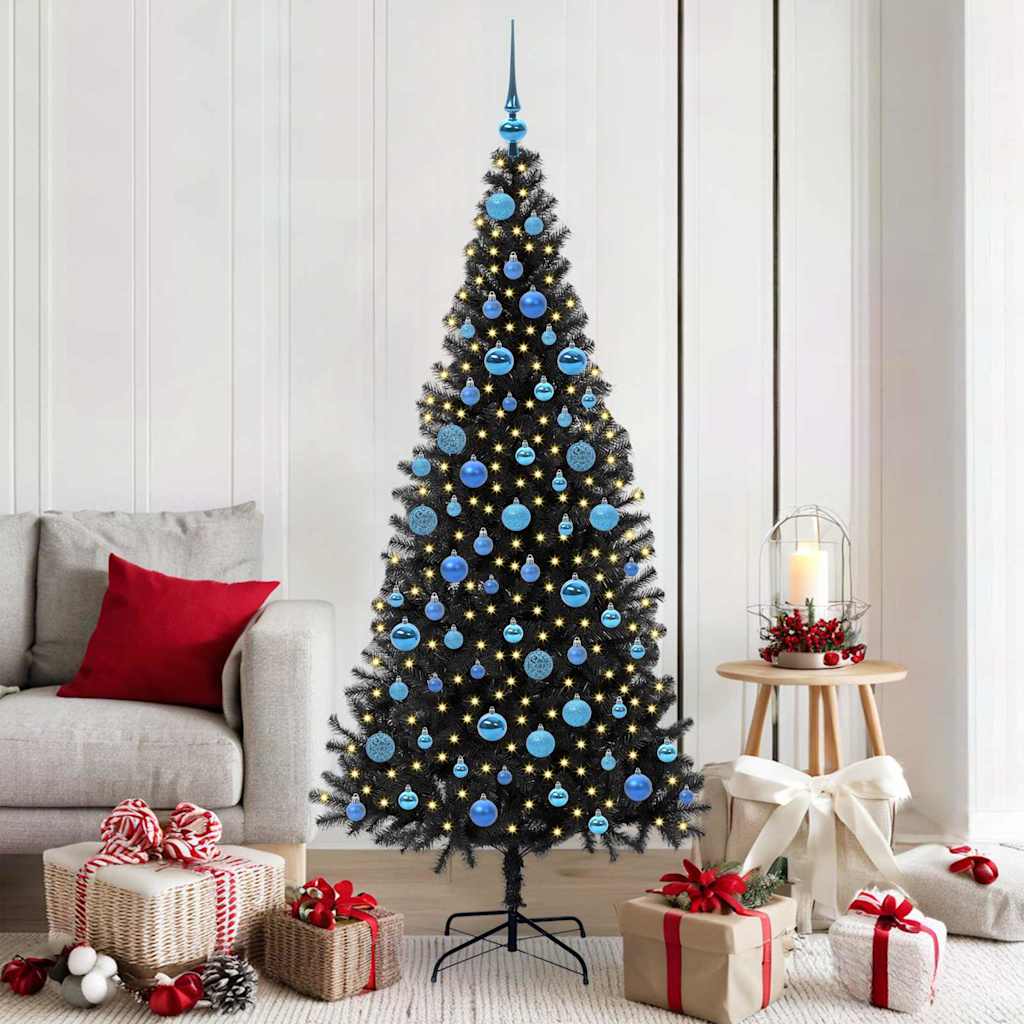 CINDOR Christmas Tree with 300 LEDs with Stand Black 180 cm PVC - Merkel Designers